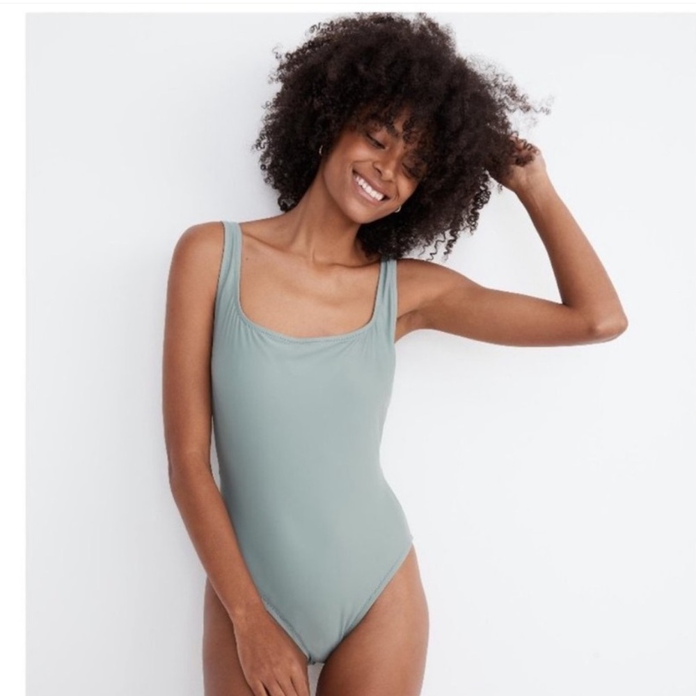 madewell square neck one piece swimsuit